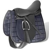 LLEZKBR Furniture Select Reitsattel Set 44,5 cm Echtleder schwarz 18 cm 5in1