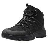 Littleplum Wanderschuhe Herren Trekkingschuhe Wanderstiefel Wasserdicht Herren Winterschuhe Warm Gefüttert High Rise Outdoor Sportschuhe(B Alle Schwarz,43EU)