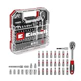 Original Einhell L-CASE 37-tlg. Bit- und Ratschen-Set (25-mm-Bits, Ratsche, Schnellwechselbithalter, Steckschlüssel, Adapter, Stecknussverlängerung inkl. Aufbewahrungsbox)