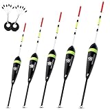 Njord Kalastus Angel Posen Set 5 Stück mit 12x Posenstopper 2g/3g/4g/5g/6g Posen Angeln Laufposen Angeln Universal Posen Forellen Posen Friedfisch Posen Schwimmer Angeln Zubehör