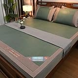 AVSMGP Sommer-Kühlmatratze Aus Bambus Mit Kissenbezügen, Kühlende Matratze Aus Karbonat Fürs Bett – Faltbare, Atmungsaktive, Doppelseitige Isomatte Für Einzelbett, Doppelbett, Queensize,Grün,180*200cm