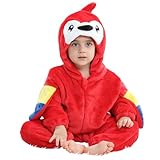 Baby Fleece Overall Kleinkind Kostüm Süßer Flanell Tier Cosplay Overall Cartoon Strampler mit Kapuze Jungen Mädchen Einteiliger Fleece Schlafanzug 0–36 Monate