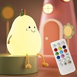 NICE POINT Nachtlicht Kinder - Dimmbare 9 Farben & 3 Lichtmodi mit Fernbedienung/Timer, USB-Aufladbare Fruchtlampe für Schlafzimmer (CE-Zertifiziertes Silikon Kawaii Nachtlicht ab 3 Jahren)