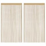 UMOLAMARY Fadenvorhänge 2 STK. 100 x 250 cm Beige,Fadenvorhänge Beige 100 x 250 cm Vielseitig einsetzbar für Tür, Fenster und mehr Fensterdekoration /