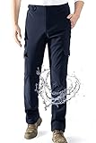AOLI RAY Herren Wanderhose Wasserdicht Gefüttert Outdoorhose Skihose Trekkinghose Winddicht Warm Softshellhose mit 6 Taschen für viele Outdoor-Aktivitäten Dunkelblau XL