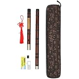 Bamboo Dizi, chinesisches Instrument Golden Embossed Professional, tragbar mit Aufbewahrungsbox für die Leistung zur Notenprüfung