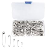 Sicherheitsnadeln 260 Stück 5 Größen NäHzubehöRstifte Aus Vernickeltem Stahl für Handwerk Pinning Säumen Dressmaking Nähen Sicherheitsnadel Set (260, Silber)
