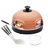 Monsterzeug Pizza Raclette Ofen, Elektrischer Mini-Ofen, Mobiler Steinofen für Zuhause, Inkl. Pizza-Pfännchen mit wärmeisolierten Griffen