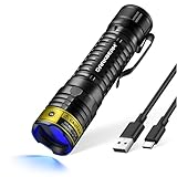 DARKBEAM UV Taschenlampe Schwarzlicht 365nm, LED Taschenlampen Ultraviolett Wiederaufladbar USB Woodsche Lampe Schwarz Licht, Detektor für Haustier Urin, Bernstein, Mineralien，Uran Glas, Harz Härten