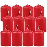 HS Candle Wachskerzen Stumpenkerzen Rot Ø4cm x 6cm (12 Stück) Teelicht Durchmesser, in vielen Farben - Hergestellt in EU - Kerzen Blockkerzen - Wachs