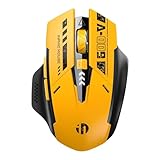 inphic Bluetooth-Maus, wiederaufladbare Maus kabellos Multi-Device (Tri-Mode: BT 5.0/4.0+2.4G), 800-2400 DPI Tragbare Funkmaus mit Betriebsanzeige für Laptop, PC Computer, Mac OS, Mecha Gelb