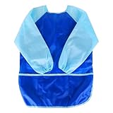 KIMMAX Malschürze mit Ärmeln für Kinder 3-7 Jahre - Wasserdicht, Taffeta- Für Schule, Kunst & Malerei (Blau (M,100-125cm))