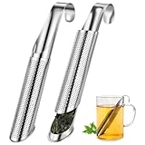 Vicloon Edelstahl Tee Diffusor, 2 Stücks feinmaschig Teestab losen Tee, Teeei Edelstahl, Feinmaschig Teestab Tee-Sieb mit Hakengriff(detox Tee, Darjleeg Tee, Mate Tee)