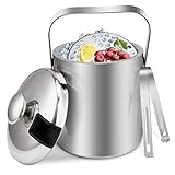 Tuevob 1.3 L Eiseimer Eiswürfelbehälter Edelstahl Eiseimer Eisbehälter mit Zange und Deckel für Eiswürfel u. Früchte ideal für Party u. Hochzeit - Eiskübel, Eiseimer Ice Bucket EIS Behälter