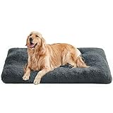 Feandrea Hundebett, Hundekissen, Flauschige Hundematte, Langer Plüsch, 122 x 74 cm, weiche Polsterung, waschbar, multifunktional, dunkelgrau PGW204G02