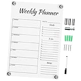 HAPINARY 1Satz Transparente Wochenplaner Wandtafel aus Abwischbar Marker und Montagepads für Notizen und Dekoration im Büro und Zuhause