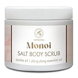 Körperpeeling Monoi 500 g - Salz Peeling für Körper - Körperpeeling mit Jojobaöl & ätherisches Ylang-Ylang-Öl - Aromatisches Körperpeeling - Tiaréblüten Duft - Körperpflege - Salt Body Scrub