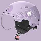 Mopedhelm Jugend Kinder Motorradhelm Mit Sonnenblende, Jethelm ECE 22.06 Zertifiziert Kinder Rollerhelm Sturzhelm F,50-58cm
