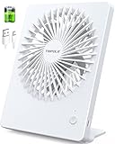 TriPole Tischventilator Leise, 2000mAh Ladefähige USB Ventilatoren Ausführen Bis zu 4-16 Std, 3 Geschwindigkeiten Tragbarer Akkulüfter-30dB, 180°Einstellbar, für Büro, Bibliothek, Reise-Weiß