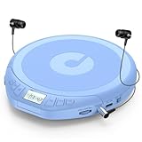 Gueray CD Player Tragbar Kinder Tragbarer CD-Player fürs Auto Discman mit Kopfhörer LCD-Display Unterstützung ASP PROG Speicherfunktion Repeat-Funktion Sound-Effekt Blau