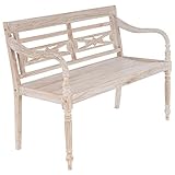Nexos Trading DIVERO 2 Sitzer Gartenbank Florenz aus Teak-Holz – Reine Handarbeit - Länge: 120 cm – Farbe: White Washed