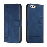 Handy-Displayschutz Kompatibel mit Huawei P10 Wallet Case, stoßfeste TPU-Schutzhülle, PU-Leder-Handyhülle, magnetisches Flip-Folio-Lederetui, Kartenhalter Flip Case(Blue)