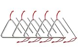5x Classic Cantabile Triangel mit Schlägel - Triangle aus Stahl für Kinder und Musikalische Früherziehung - Schlaginstrument mit 10cm (4') Größe und Klöppel - ideal für Kindergarten