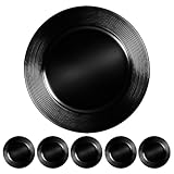 Murago - 6er Set Platzteller ca. 33cm Kunststoff schwarz - glänzende Unterteller Untersetzer für Teller Dekoteller Kerzenteller Dekoration für Hochzeit Tischdeko