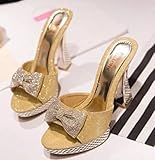 Frauen Plattform High Heels Pantoffeln Bowknot Design Glitzer Bling Keile Sandalen sexy Peep Zehen Frauen Nachtclub -Party Hochzeitsschuhe