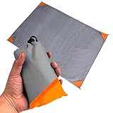 YQBFTC Mini Picknickdecke 200x210cm,Ultraleicht Tragbare Stranddecke,4 Befestigung Ecken,Sandabweisende Camingdecke,Wasserdicht Outdoor Decke Klein für Picknick,Reisen,Strand,Camping Wandern(Orange)