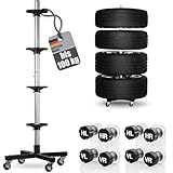 Felgenbaum für Autoreifen bis 225mm fahrbar - Reifenständer inkl. 8 Reifen Markierer - Reifenbaum mit Rollen belastbar bis 100 kg