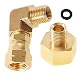 Silkwish LPG Gas Adapter, Messing Verbindungswinkel Gas winkelstück 90° 1/4' Links Eckverbinder + LPG Gas Adapter 1/2' R x 1/4' lks für Gaskocher, Gas Anschluss, Hockerkocher, Campingkoche