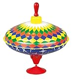 Lena 52225 Bolz Brummkreisel Multicolor 19 cm, Schwungkreisel aus Blech, klassischer Pumpkreisel, Blechkreisel mit farbenfrohen Motiv, Kreisel mit Standfuss, Spielzeugkreisel für Kinder ab 18m+, bunt