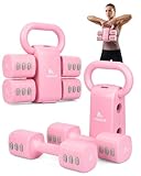Abahub Kettlebell Verstellbar 2 in 1 Kettlebell Dumbbell Set Adjustable Hanteln 2er Set Kurzhantel Frauen Damen für Anfänger Hause Gym Training 5.5KG Gewichte Set Rosa
