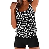 Tankini Damen Bauchweg Bademode Set Freizeit Badeanzug Tankinis Zweiteiler Sets Große Größen Sommer Elegant Badeanzüge Oberteil Mit Badeshorts