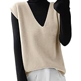 Winter Frauen Strickpullover Weste Koreanische Ärmellose V-Ausschnitt Pullover Weibliche Weste Lose Tops Einfarbige Strickwesten Für Frauen Soft Knitted Vest Enge Pullover