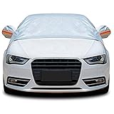 Tofern Halfgarage für Auto Wetterfeste Autoabdeckung Silber Frost/Schnee/Sonne Wasserdicht Winterfest Autoplane Abdeckung Auto Cover