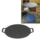 Koreanische BBQ-Grillpfanne, 36 cm Antihaft-Grillplatte, hitzebeständiges, rundes Grillblech aus Gusseisen mit 6-lagiger Beschichtung für Pfannkuchen mit Schweinebauch