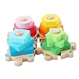 IMIKEYA Geometrische Holzbausteine für Teiliges Puzzle Spielspaß für Kleinkinder zur Stärkung der Hand Augen Koordination