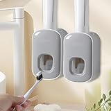 Zahnpasta Spender Automat, Afenau 2 Stück Toothpaste Dispenser, Automatischer zahnpastaspender, Wasserdicht zahnpastaspender zur wandmontage für Badezimmer, Waschraum (Grau)