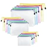 Brevanza 15 Stück Dokumententasche A4+A5+A6, Wasserdichte Mesh Dokumententaschen, Dokumentenmappe mit Reißverschluss, Reißverschlussbeutel für Dokumente Quittung Papier Prüfungsblatt Kosmetik 5 Farben