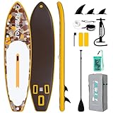 FunWater 10' &11' Stand Up Paddle Board Sup Board, Aufblasbares Stand Up Paddle Board für Erwachsene, Alle Fähigkeiten mit Aller Zubehör, Paddel, Pump, Sitz (11' CAMO-GELB)