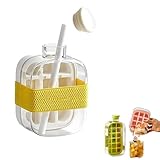EiswüRfel Flasche, 2 In 1 EiswüRfelbehäLter Wasserflasche, Mit Deckel Und BehäLter, Einfaches DrüCken, Um Das Eis Zu LöSen, Wiederverwendbare, FüR GeträNke, Kaffee, Saft (500ml-white)