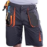 BWOLF Atlas Shorts Arbeitshosen Männer Kurz Arbeitsshorts Herren Arbeitshosen Herren Multifunktionalenn Taschen, Verstärkt mit 600D Polyester Grau/Orange 3XL
