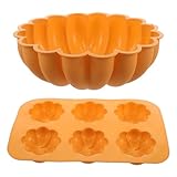 BESPORTBLE 2 Stück Silikon Kürbis Backform 6 Mulden Muffinform Antihaftbeschichtet Flexibel Backfest für Halloween Erntedankfest Selbstgemacht Kuchen
