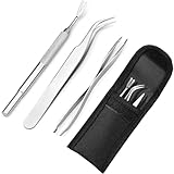 jatimdotin Zeckenzange 3er Set, Zeckenentferner, Zeckenzange für Hunde, Zeckenpinzette Mensch, Zeckenhaken für Mensch, Hunde, Katzen (mit Aufbewahrungstasche)