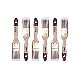 Hardy Working Tools 6 STK. Flachpinsel-Set 35 mm Serie 45, Synthetik Lasurpinsel, Flachpinsel mit Naturholzgriff, Lackierpinsel mit Stahlzwinge