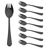 Alata Sporks, 8-Pack Schwarz Food-grade Edelstahl Sporks, 7,4 Zoll langen Griff Salat Gabeln für Dessert, Eis, Salat, Suppe, Nudel, Spaghetti, spülmaschinenfest