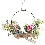 Künstlicher Orchideen Türkranz 41cm Ganzjährig Draußen， Wetterfester Blumenkranz für Haustür， Hochzeit & Wohnzimmer Deko， Pflegeleichte Kunstblumen