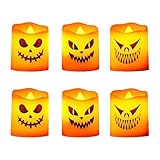 JPSDOWS Halloween Kerzen,Elektrische Flameless Kürbis Kerzen Lampe Herbstdeko | Gruseliges Halloween Licht | Esstische Gartenwege